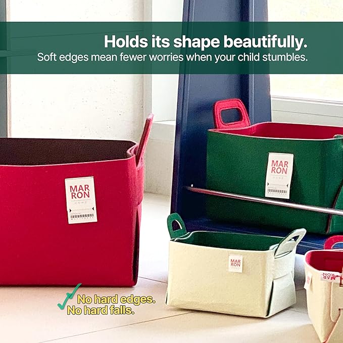 Collapsible Felt Redchoco Storage Bin Small 7.1"x5.1"x5.1" – Foldable Basket with Handles for Closet, Toy Storage, Laundry Room Organization, Decorative Storage Baskets for Shelves, Nursery
