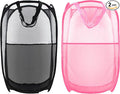 Collapsible Pop Up Laundry Hamper, Extra Large Mesh Foldable Laundry Basket Bag, 28" x 16" x 16", 2 Pack (Black + Pink)