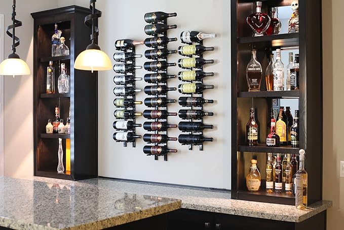 Ultra Wine Racks Wall Mounted Label-Out Wine Racks (4 Foot 3 Deep, Matte Black, 36 Wine Bottles) - Modern Metal Wine Storage, for Home Bar, Kitchen, Dining Rooms, & Wine Cellars