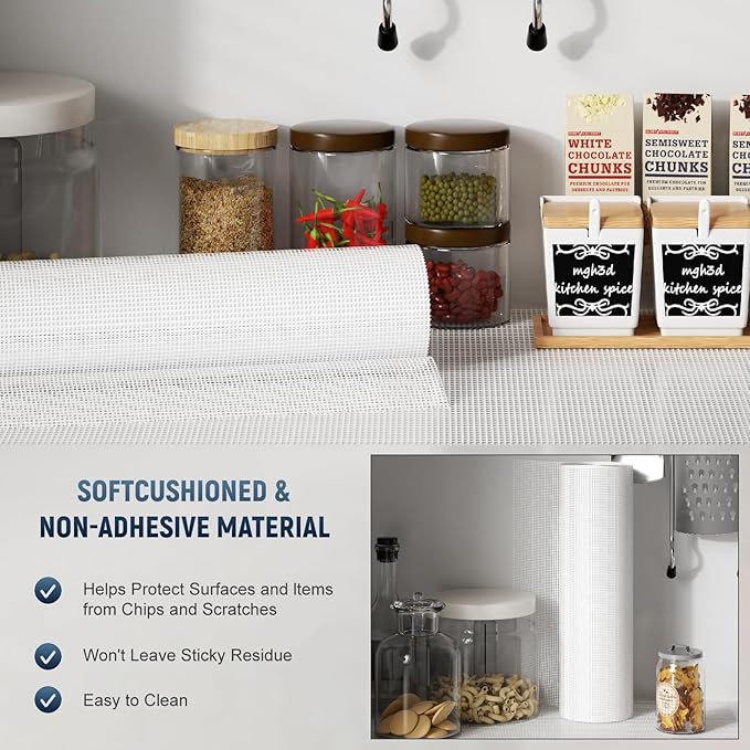 Silicone Non-Slip Shelf Liner - 1 x 12 FT - Drawer Liner, Durable Grip Liner for Kitchen Cabinets, Fridges, Desks