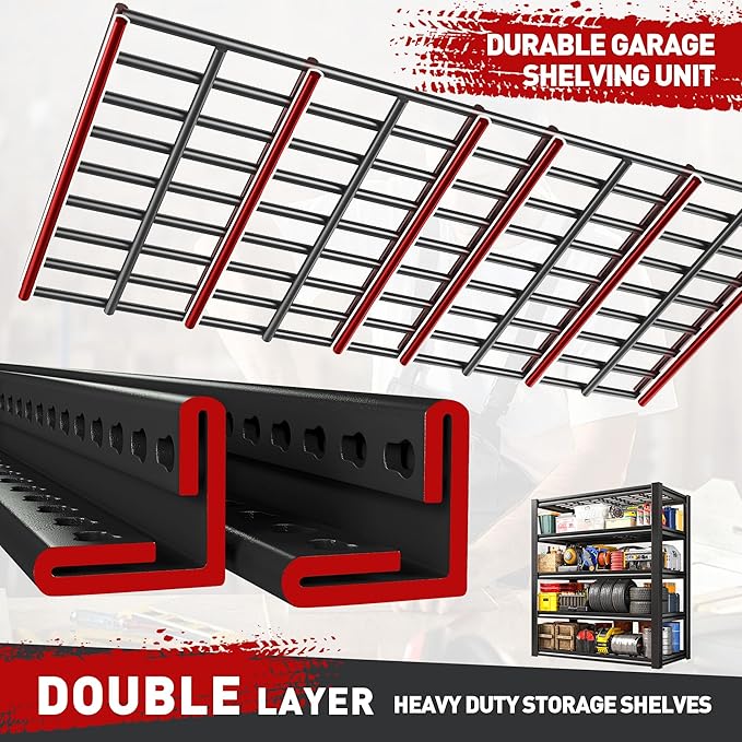 REIBII Garage Shelving 3000LBS, Heavy Duty Storage Shelves, Adjustable Industrial Metal Shelving Unit for Garage, Basement, Pantry, Warehouse,Commercial, 36" W x 16" D x 72" H, 3 Pack