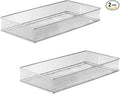 YBM HOME Silver Mesh Drawer Cabinet and or Shelf Organizer Bins, School Supply Holder Office Desktop Organizer Basket (2, 6x12x2 Inch)