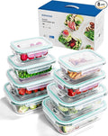 8-Piece Borosilicate Glass Food Storage Containers Set with Airtight Lids – Oven, Microwave & Freezer Safe, Leak-Proof, BPA-Free – Baking, Meal Prep & Gift Box