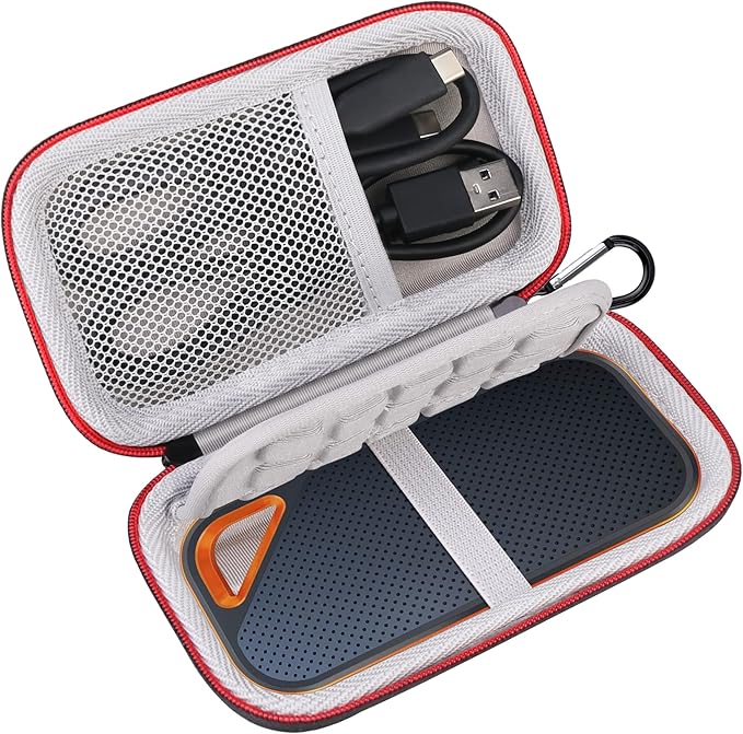 Lacdo Hard Carrying Case for SanDisk Extreme Pro/SanDisk Extreme Portable External SSD 500GB 1TB 2TB 4TB 8TB USB-C Solid State Drive EVA Shockproof Water Repellent Protective Storage Travel Bag, Black