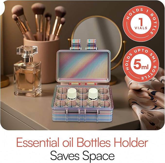 3D Printed Essential Oils Storage Case Compatible with Young Living 5ml Essential Oils - 5ml Bottle Storage Box with 1 Slot - Essential Oil Carrying Case, 16mm Max Diameter, 35mm Max Height