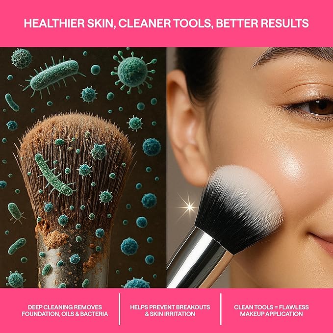 3-in-1 Electric Makeup Brush Cleaner & Dryer – Automatic Washer, Fast Air-Dry & Holder Stand – Cleans Brushes & Sponges, Portable Wireless USB-Rechargeable, Gentle on Bristles, Vanity & Travel Device