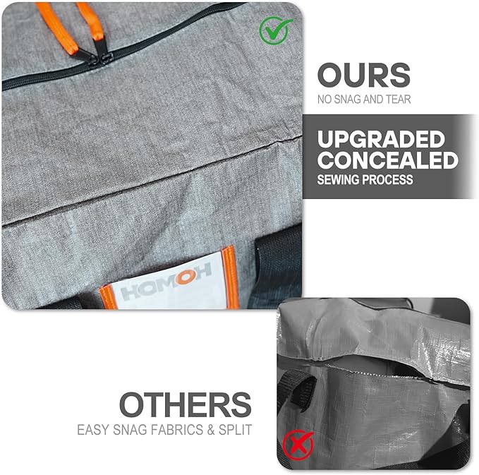 2 Pack Moving Bags, Heavy Duty Storage Bags with Zipper, Extra Large Packing Bags with Internal Compression Straps, Wrap Around Handles, Alternative to Moving Boxes, Grey and Black