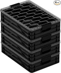 SIDIO Quarter Crate 4 Pack of Stackable Storage Bins - Organizer Bins with Dividers for Garage Organization, Home Storage - Heavy Duty Plastic Containers - 19.16” x 12.75”x 4.57” (Black)