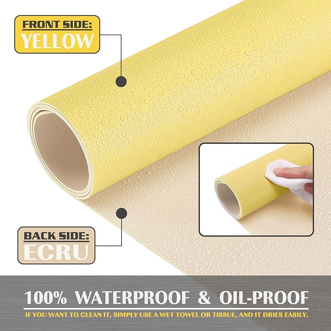 K KNODEL Small Office Leather Desk Mat, Mouse and Keyboard Pad, Computer and Laptop Mat, Desktop Protector and Cover, Writing Pad and Blotter (23.6"x13.8", Yellow)
