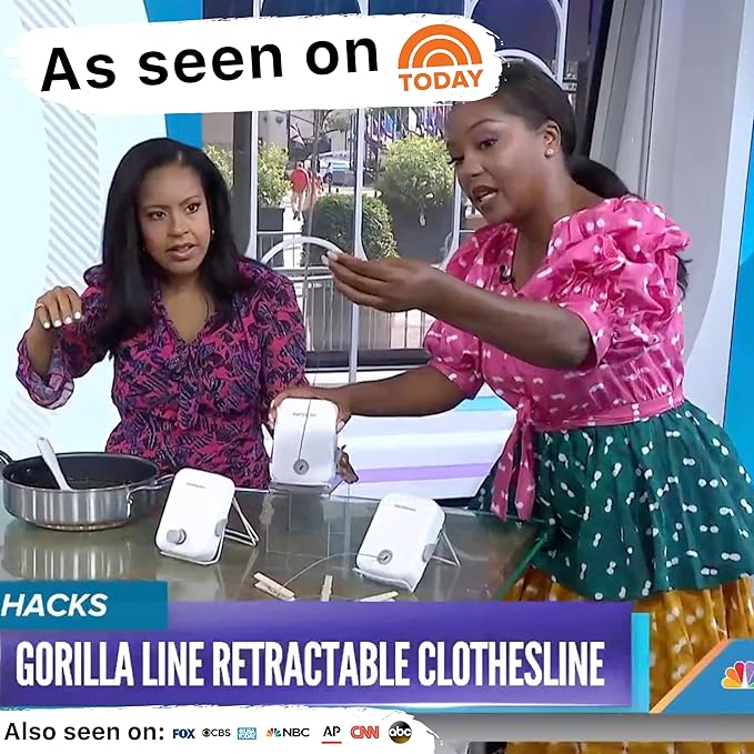 GorillaLine Max - Retractable Clothesline Indoor Outdoor Clothes Line - Heavy Duty Clothes Drying Laundry Line - Wall Mounted Drying Rack - Air Dry Clothing - Max Tighten with GorillaGrip