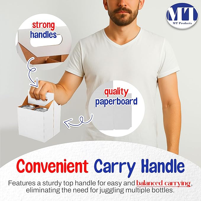MT Products White 4 Bottle Holder 12 oz. - Corrugated Bottle Carrier for Transport (Pack of 10) - Made in USA