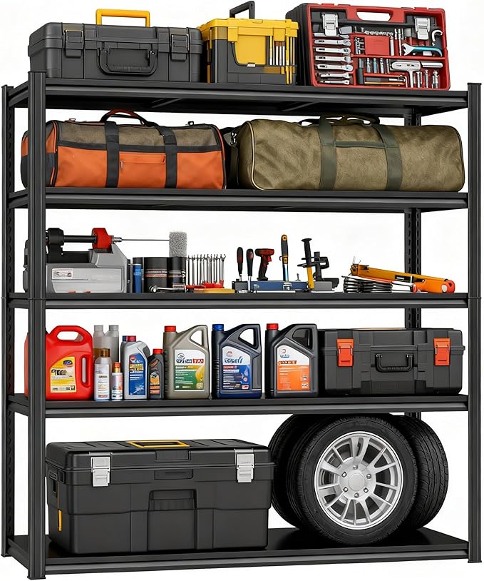 Shelf for Garage Power Tools/Kitchen Appliances/Basement Pantry Laundry Utinity, Storage Standing Shelving Unit Plants/Retail/Food/Display,Adjustable, Heavy Duty,39"Wx18"Dx63"H, 5Tier Shelves