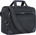 KROSER Laptop Bag 15.6 Inch Briefcase Messenger Bag Water Repellent Computer Case Shoulder Bag Durable Tablet Sleeve with RFID Pockets for Business/College/Women/Men - Black/Red