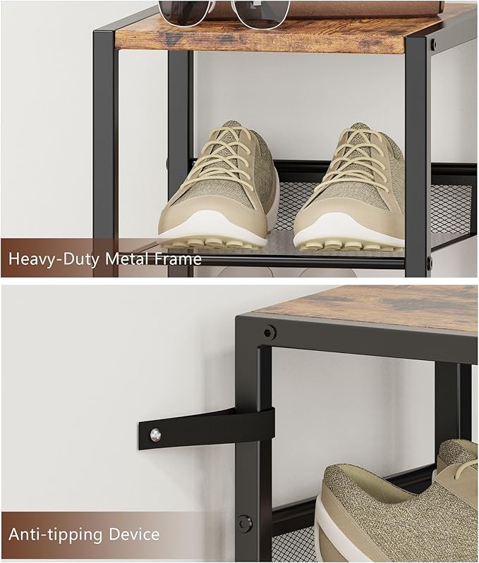 8 Tiers Vertical Shoe Rack, Corner Shoe Storage Organizer, Narrow Shoe Tower for 6 Pairs, Space Saving Sturdy Metal Shoe Shelf, Adjustable, Freestanding, for Entryway, Hallway, Living Room, Bedroom