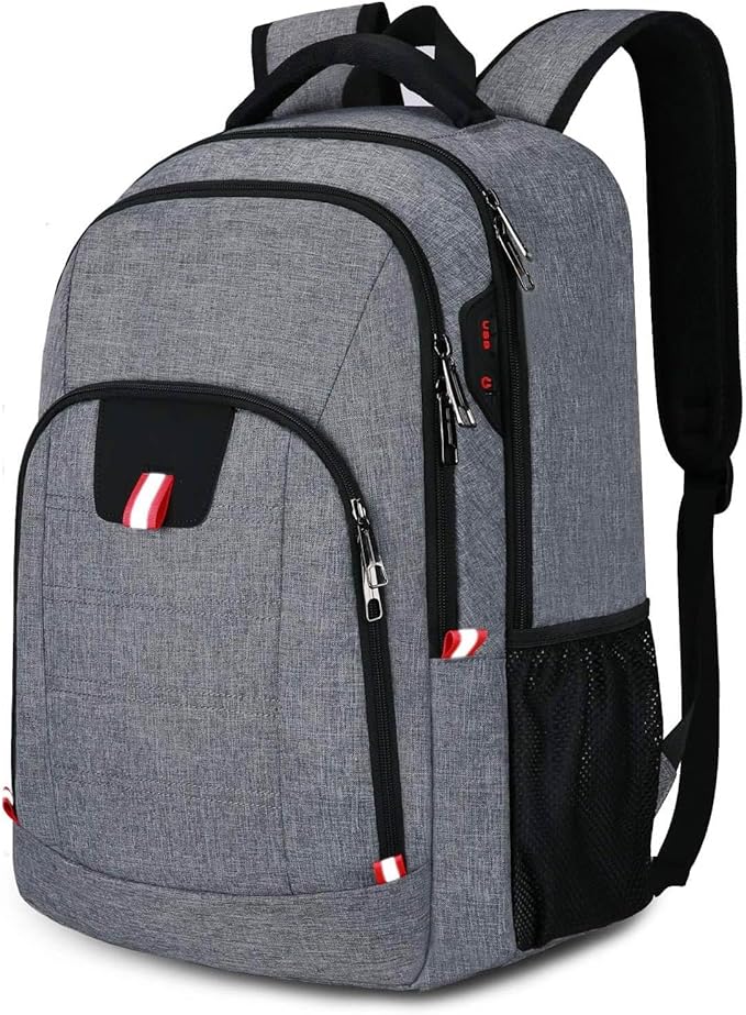 Della Gao Travel Laptop Backpack, Anti Theft Backpack for Men and Women with USB Slit Business Computer Backpack Bag (Grey, 15.6 Inch)