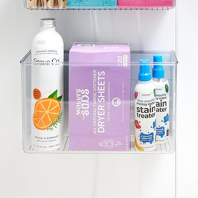 InterDesign iDesign Magnetic Large Clear Plastic Organizer Bins for Laundry Room Storage - 4-Pack