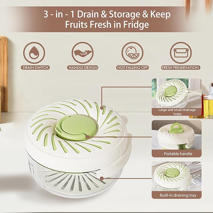 2025 New Upgrade Large Fruit Washing Bowl with Strainer(2.85QT),3 in 1 Multipurpose Drain Basket with Lid & Ice Box,Foldable Handle Fruit Strainer Perfect for Fridge Storage and Outdoor Picnics