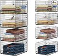 4-Tier Stackable Closet Organizers and Storage Shelves, Foldable Closet Shelf Organizer System, Stackable Storage Bins Drawers for Closet Organizer System, Black(Patent Pending, 15.7"x11.8"x34.64")