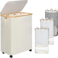 Lagre Laundry Basket with Wheels, Laundry Hamper with Lid, 160L Clothes Hamper for Laundry with 3 Liner Bags, for Laundry Room, Bedroom, Dormitory Organization,Beige
