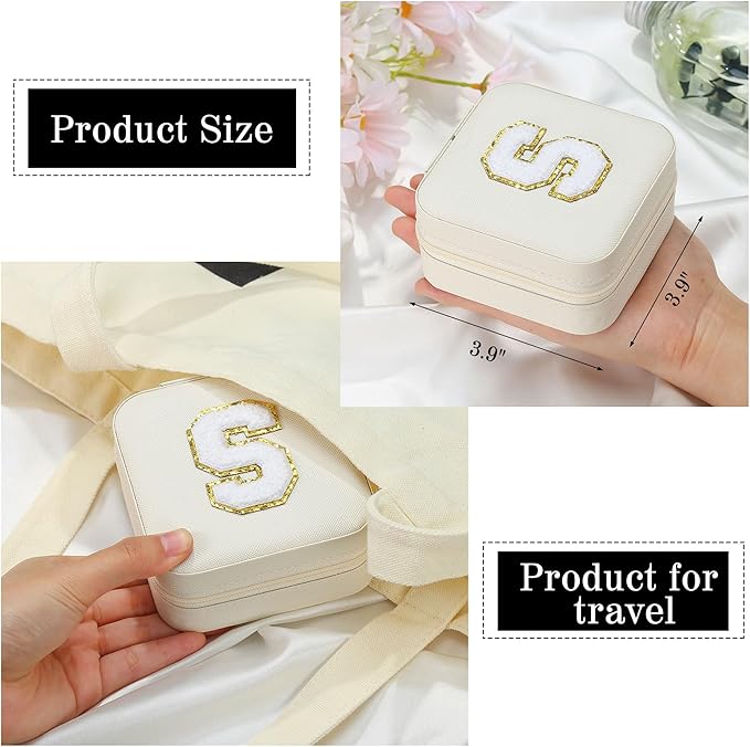 Parima Small Jewelry Box for Girls, Initial Jewelry Boxes for Girls | Small Jewelry Organizer | Travel Jewelry Case -Initial G -White