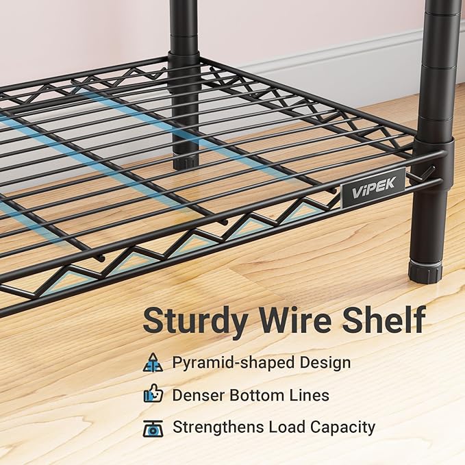VIPEK V4C Garment Rack with Cover, Heavy Duty Portable Closet Adjustable Metal Clothing Rack for Hanging Clothes with Hanging Rods & Side Hooks, Max Load 810lbs, Black Rack with Black Cover