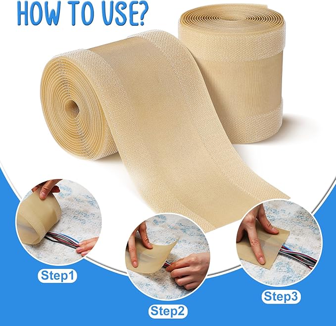 WILLBOND Carpet Cord Cover Cable Protector Floor Cover Cable Protector Management Only for Commercial Office Carpet(19.69 ft,Khaki)