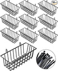 10 PCS Black Wire Baskets, No Drilling, Hanging Wire Basket for Wall Grid Panel Organizing, Grid Wall Accessory