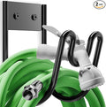 Black Metal Garden Hose Holder - Wall Mounted Water Hose Holder - Hose Hanger Heavy Duty for Water Hose Extension Cords Vacuum Hose (2 Pack)
