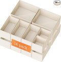 Criusia Drawer Organizer Clothes, 14 Pack Dresser Organizer for Baby Clothes, Underwear, Sock- Foldable Closet Organization and Storage Dividers Bins for Nursery, Bedroom and Dorm (Beige)