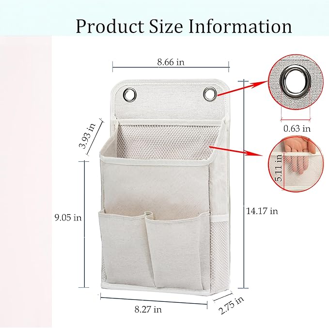 Hanging Basket for Organizing, Wall Organizer with Pockets and Over The Door Organizer，Can for Home, Closet, Office and Camper (1 White)