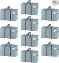 VENO 10 Pack Moving Bags and Large Christmas Storage Bins with lids. Alternative to Moving Boxes, Packing Supplies for College. Extra Large Heavy Duty Totes for Packaging (Light Blue Matte, 10 Pack)