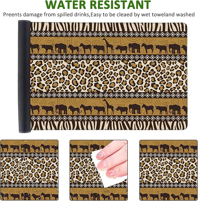 African Style Gaming Mouse Pad XXL Large Desk Mouse Pad Keyboard Mat with Stitched Edges Waterproof Non-Slip Desk Mat for Laptop,Keyboard,Computer 35.4 * 15.7 Inch