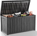 EasyUp 180 Gallon Outdoor Deck Box Waterproof, UV Resistant Resin Outdoor Storage Box with Hydraulic Rod for Delivery, Porch, Patio and Garden, Black