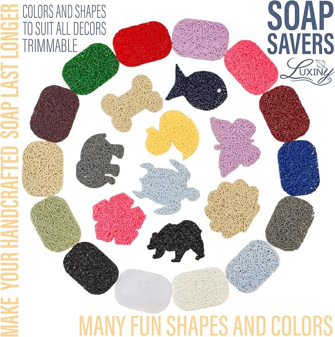 Soap Savers for Bar Soap & Shampoo Bar Holder, American Made by Luxiny, Lifts Soap in Soap Dishes & Shower Soap Holders –Bars & Soap Lasts Longer- Made from Plant Materials (Ice Crystal 2 Pack)