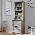 RedLemon Bookcase with 2 File Drawers, 72" Tall Farmhouse Bookshelf with Storage and Adjustable Shelves, 4 Tier Rustic Wood Bookshelf with Cabinet for Home Office, Living Room (Light Rustic Oak)