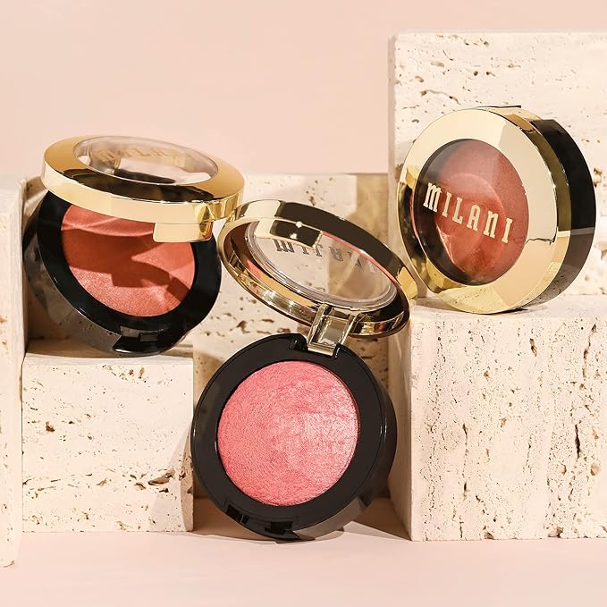 Milani Baked Blush, Powder Blush for Cheeks, Cruelty Free Makeup - Shape, Contour & Highlight Face for a Shimmery or Matte Finish -Dolce Pink
