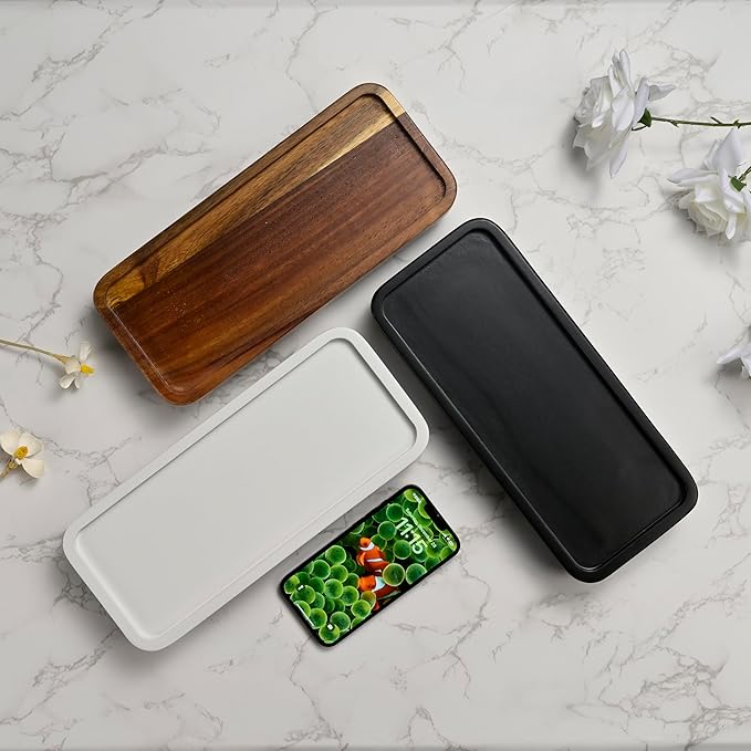 Bathroom Tray for Counter,Vanity Tray,Soap Dispenser Tray for Kitchen Sink, Kitchen and Home Decor (Acacia)