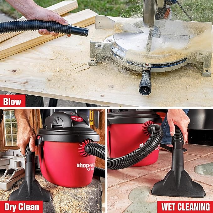 Shop-Vac 2.5 Gallon 2.5 Peak HP Wet/Dry Vacuum, Portable Compact Shop Vacuum with Collapsible Handle Wall Bracket & Multifunctional Attachments for Home, Jobsite. 2036000