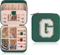 Parima Christmas Gifts - Fashion & Travel Jewelry Case, Organizer Box for Teen Girls | Letter G, Green