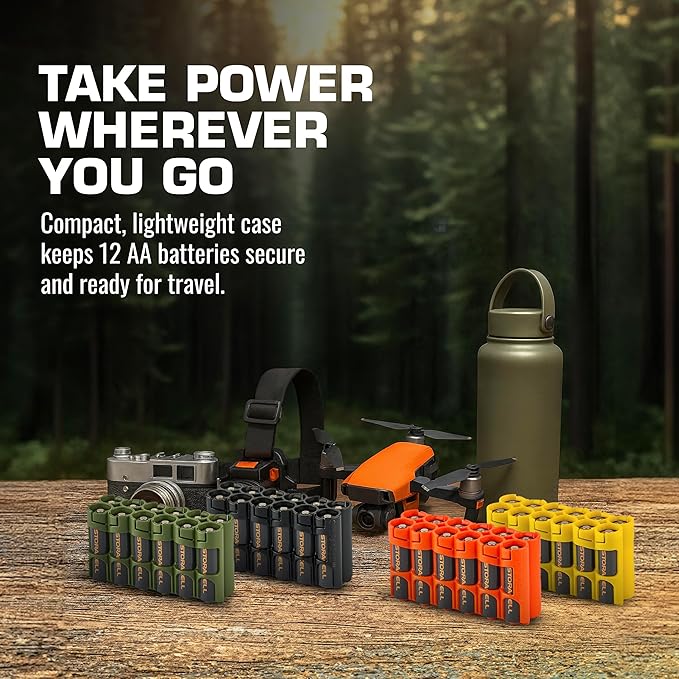 Storacell AA-12 Battery Storage Caddy and Dispenser (Pack of 2), Black, Holds 12 AA Batteries (Not Included), Durable & Compact Design, The Original Battery Caddy, Made in The USA