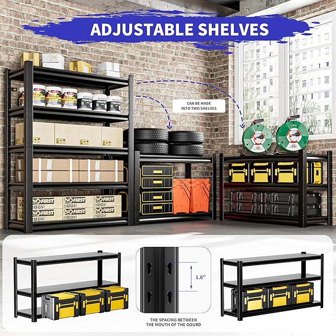 78" H 47.2" Wide Garage Shelving,Thickened Heavy Duty Metal Shelving Adjustable Shelves,Garage Storage Shelves,Rack Industrial Tool Shelf for Basement Metro