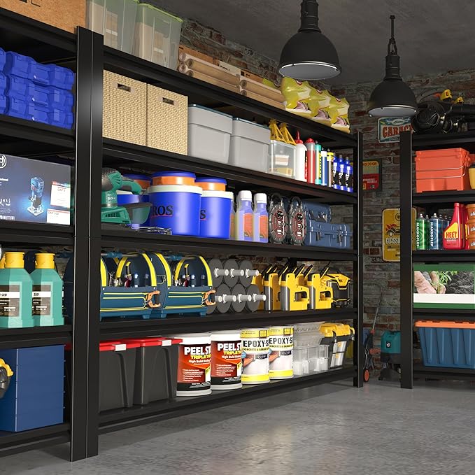 60" W Garage Shelving Heavy Duty Metal Shelving 3000LBS Storage Shelves Adjustable 5 Tier Metal Shelves for Storage Industrial Shelves for Garage, Warehouse, 24.2" D x 60'' W x 72'' H, 3 Pcs