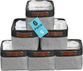 OrganiHaus Small Fabric Storage Baskets for Shelves 6 Pack, 12x8in Closet Storage Bins for Shelves, Cloth Baskets for Organizing, Linen Closet Organizers, Fabric Basket, Gray/Black