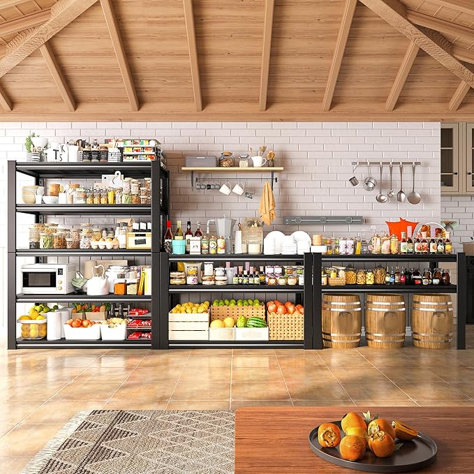 REIBII 40" W Garage Shelving, Heavy Duty Storage Shelves Load 2500LBS, 5-Tier Adjustable Metal Shelving, Garage Shelves for Warehouse, Pantry, Basement, 72" H x 40" W x 18" D