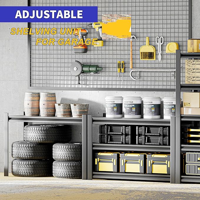Garage Shelving – 5-Tier Heavy Duty Metal Storage Shelves, Adjustable, 36" W x 16" D x 78" H, Perfect for Basement, Warehouse, Pantry, Closet