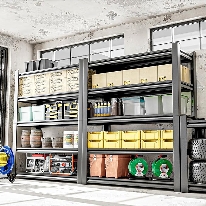 Garage Shelving Unit, Heavy Duty 5 Tier Storage Shelf, Industrial Utility Shelving, Durable Metal Shelf Organizer, Metal Garage Shelving Heavy Duty 16" D x40 W x78 H（2 Pieces）