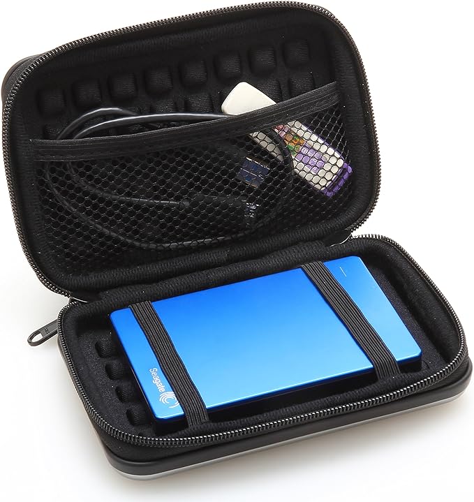 KAYOND Anti-Shock Silver Aluminium Carry Travel Protective Storage Case Bag for 2.5" Inch Portable External Hard Drive HDD USB 2.0/3.0 (Black)