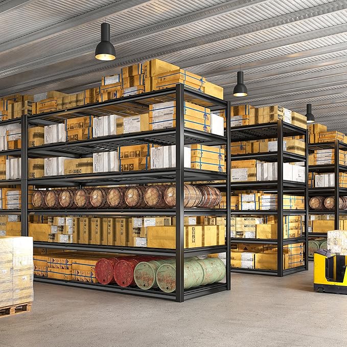 REIBII 60" W Garage Shelving, 3000LBS Storage Shelves, 6 Tier Heavy Duty Shelving, Adjustable Metal Shelving Units and Storage Rack for Warehouse, Pantry, Basement, 60" W x 84" Hx 24" D, 4 Pack