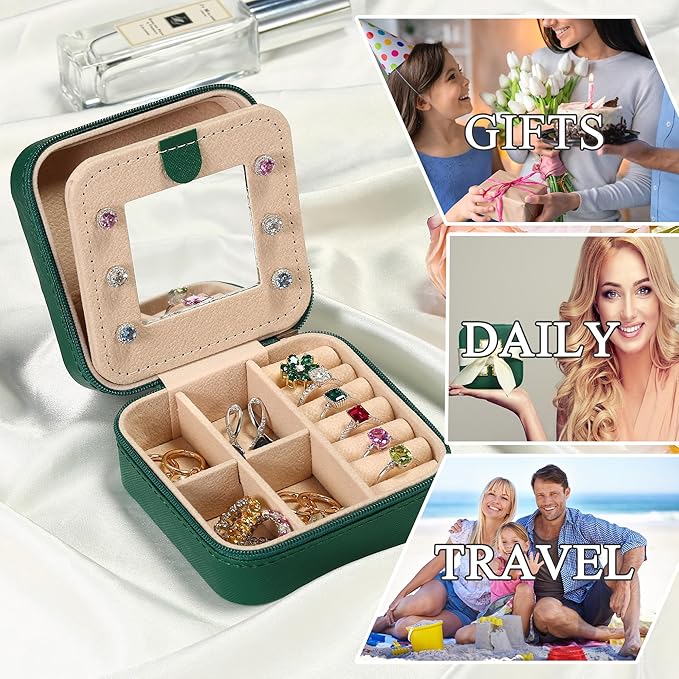Parima Travel Jewelry Organizer for Women | Necklace, Earring, Ring Organizer | Women's Travel Gifts - Letter W, Green