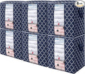 WISELIFE Storage Bags 6 Pack/100L Large Blanket Clothes Organization and Storage Containers for Comforters,Bedding, Foldable Organizer with Reinforced Handle, Clear Window, Sturdy Zippers,Blue